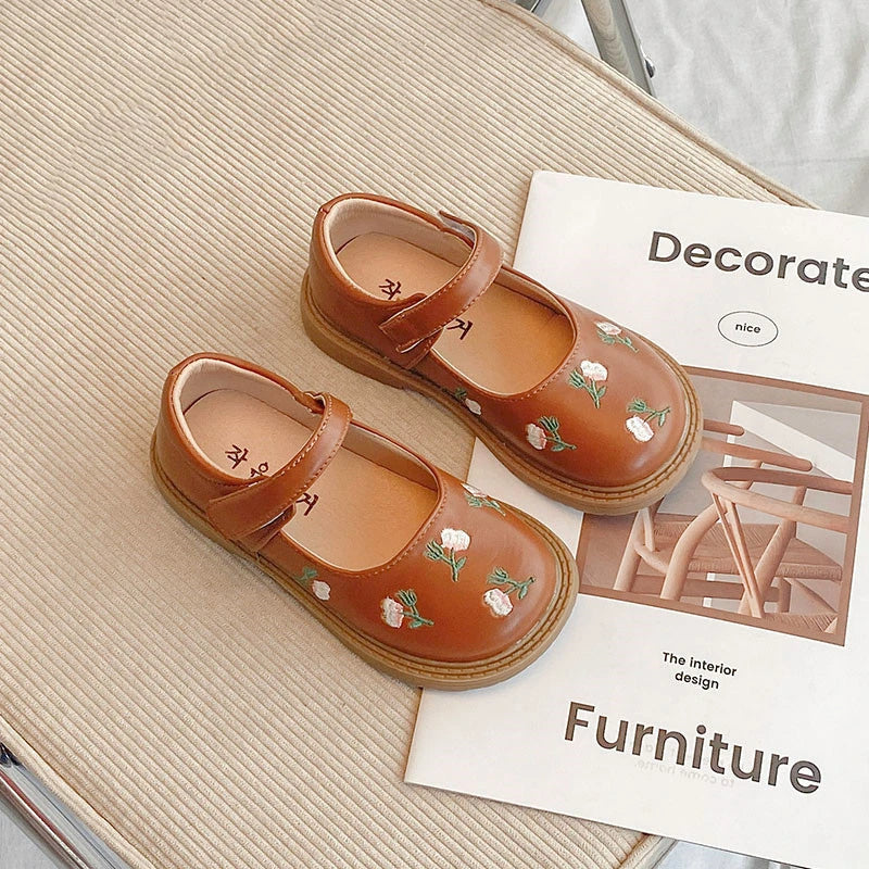 EGA® | Çiçek Nakışlı Ayakkabı - EGA - Kahverengi / 23 (13.5 cm) - EGA - ayakkabı