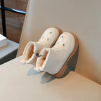 Beige floral embroidered winter boots for kids