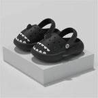 Black shark sandals for adults with adjustable back strap