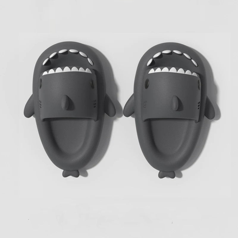 Black shark slides for adults with non-slip sole