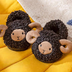 Black sheep fluffy slippers for kids with soft plush lining