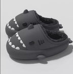 Black winter shark clogs for adults with warm plush lining