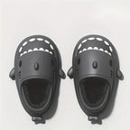 Black winter shark clogs for kids with warm plush lining