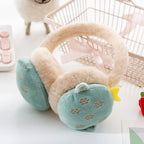 Blue fruit winter earmuffs for kids with soft plush padding