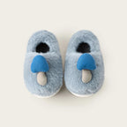 Blue mushroom bootie slippers for kids – front view