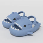 Blue 2-in-1 shark sandals for kids with adjustable back strap