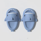 Blue shark slides for adults with non-slip sole