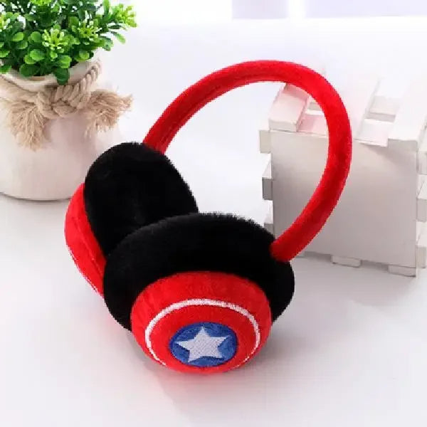 Captain America winter earmuffs for kids with soft plush ear padding