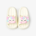 Cream unicorn slippers for kids – front view