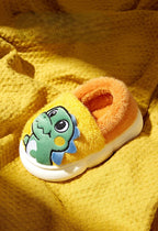 Dinosaur fluffy slippers for kids – cozy indoor lifestyle view