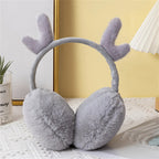 Gray deer ear muffs for women with soft plush padding