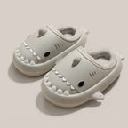Gray winter shark clogs for adults with warm plush lining