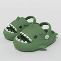 Green 2-in-1 shark sandals for kids with adjustable back strap