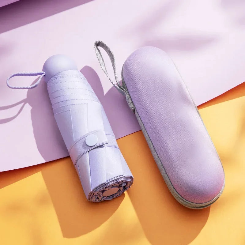 Lilac mini capsule umbrella with compact carrying case
