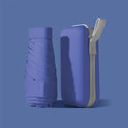 Midnight blue mini pocket umbrella with protective capsule