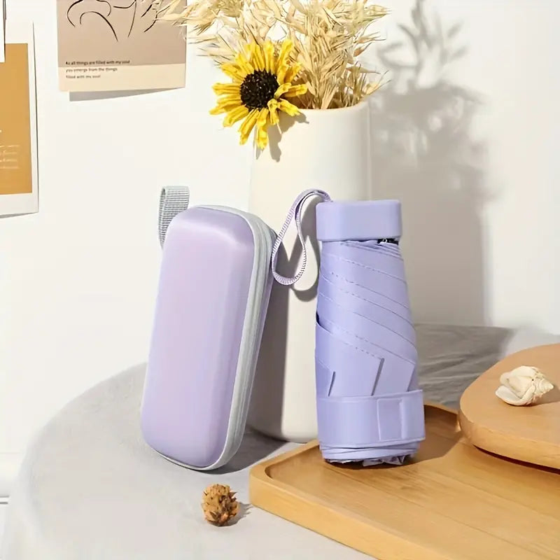 Mini pocket umbrella with compact protective capsule