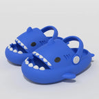 Navy 2-in-1 shark sandals for kids with adjustable back strap
