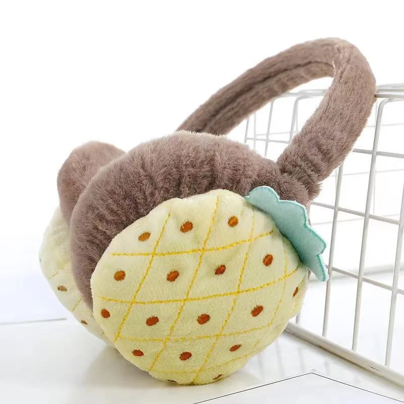 Pineapple winter earmuffs for kids with soft plush padding