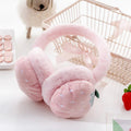 Pink fruit winter earmuffs for kids with soft plush padding