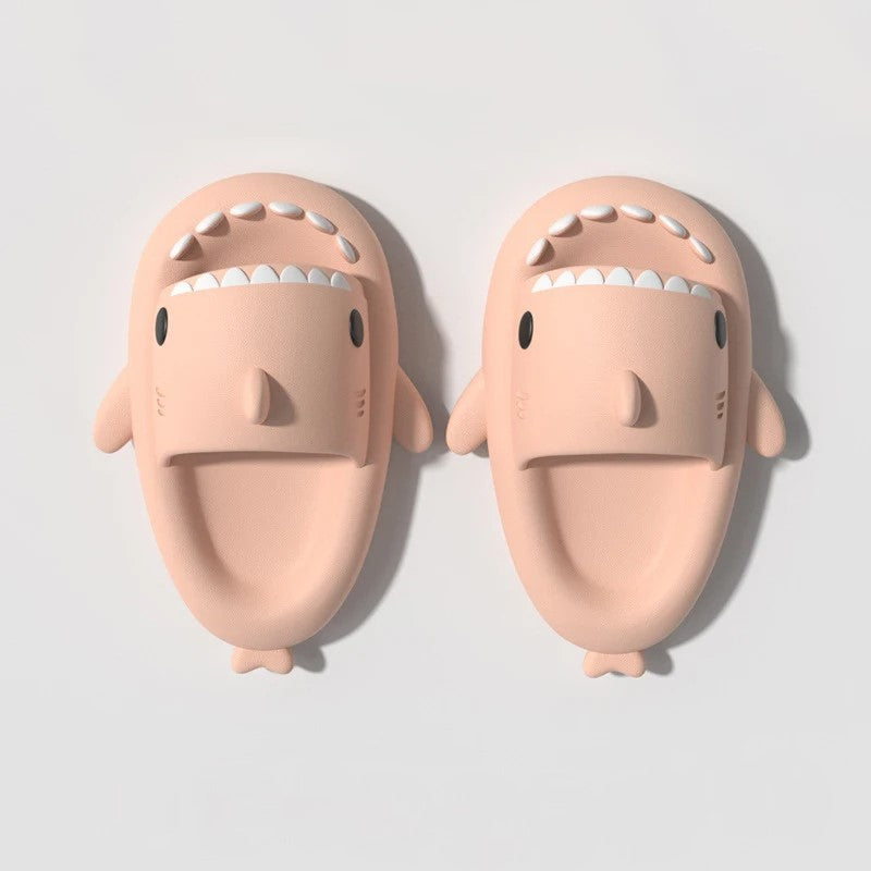 Pink shark slides for adults with non-slip sole