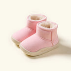 Pink Wooly snow boots for kids with warm plush lining