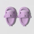 Purple shark slides for adults with non-slip sole