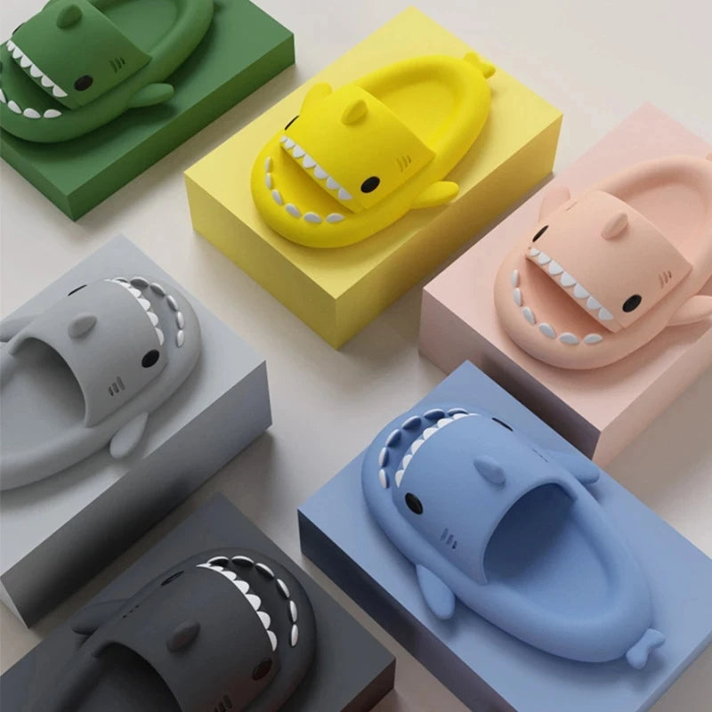 Shark slides for adults in multiple colors