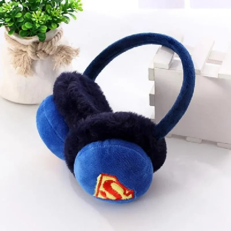 Superman winter earmuffs for kids with soft plush ear padding
