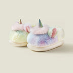 Unicorn fluffy bootie slippers for kids with soft plush lining