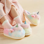 Unicorn fluffy slippers for kids with soft plush texture and EVA sole