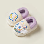 Unicorn fluffy slippers for kids with soft plush lining and non-slip sole