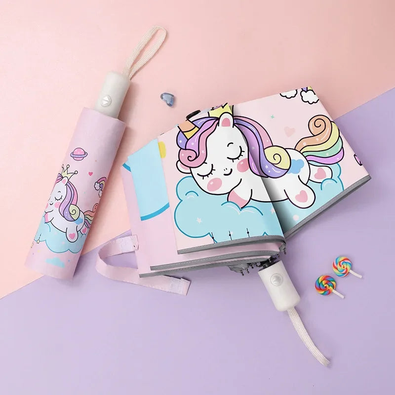 Unicorn umbrella for kids with matching storage case