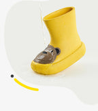 Yellow bear rain boots for kids – side view