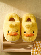 Yellow chick fluffy slippers for kids – cozy indoor lifestyle