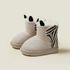 Zebra cartoon snow boots for kids with warm plush lining